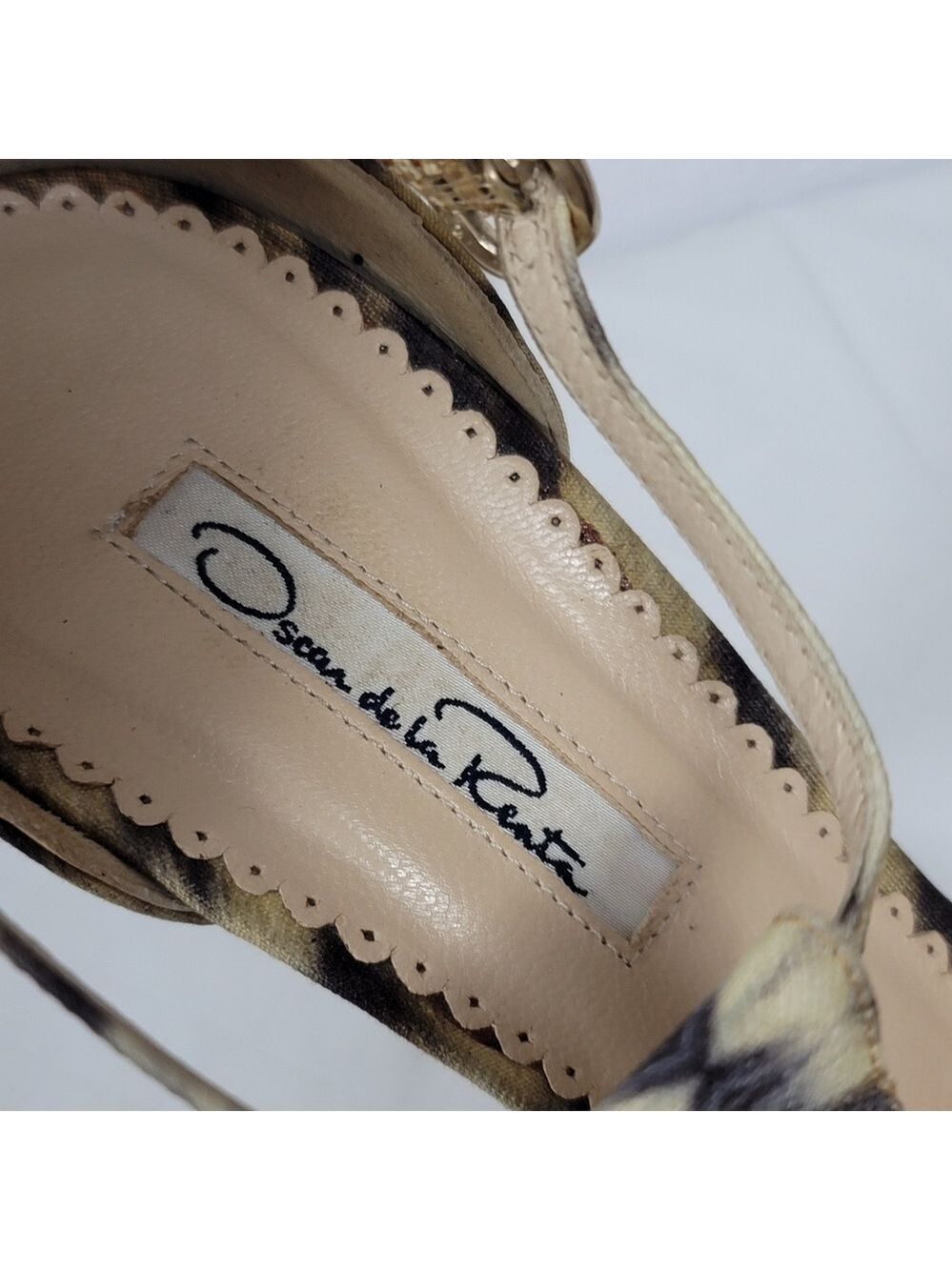 Oscar De La Renta Crystal Embellished Animal Print Platform Sandals 40 - Picture 5 of 14